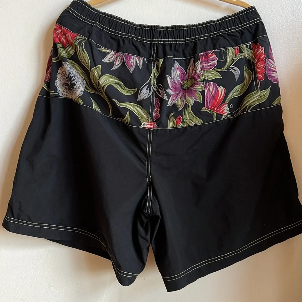 Polo sport swim trunks floral and black color block